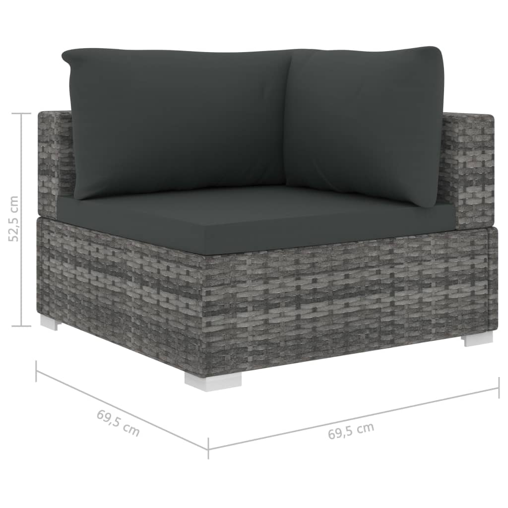 vidaXL 11-tlg. Garten-Lounge-Set mit Auflagen Poly Rattan Grau