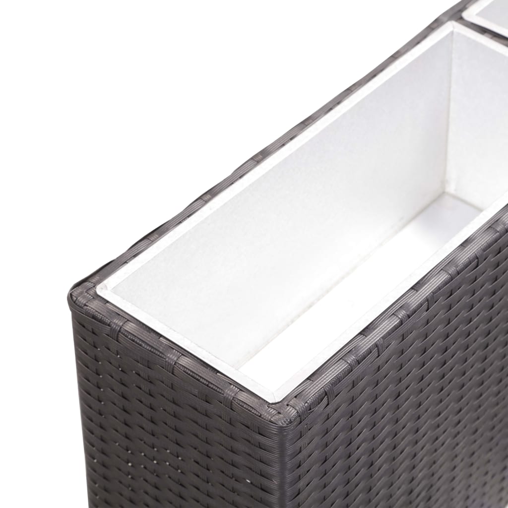 vidaXL Garten-Hochbeet mit 2 Töpfen 90x20x40cm Poly Rattan Schwarz