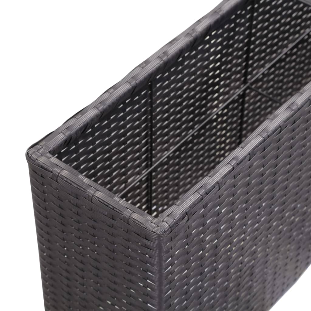 vidaXL Garten-Hochbeet mit 2 Töpfen 90x20x40cm Poly Rattan Schwarz