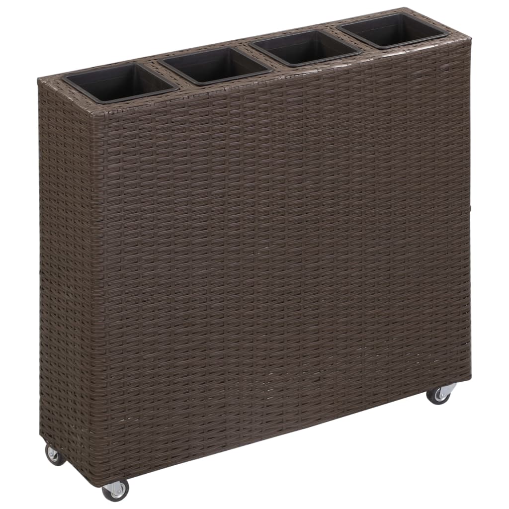 vidaXL Garten-Hochbeet mit 4 Töpfen 80x22x79 cm Poly-Rattan Schwarz