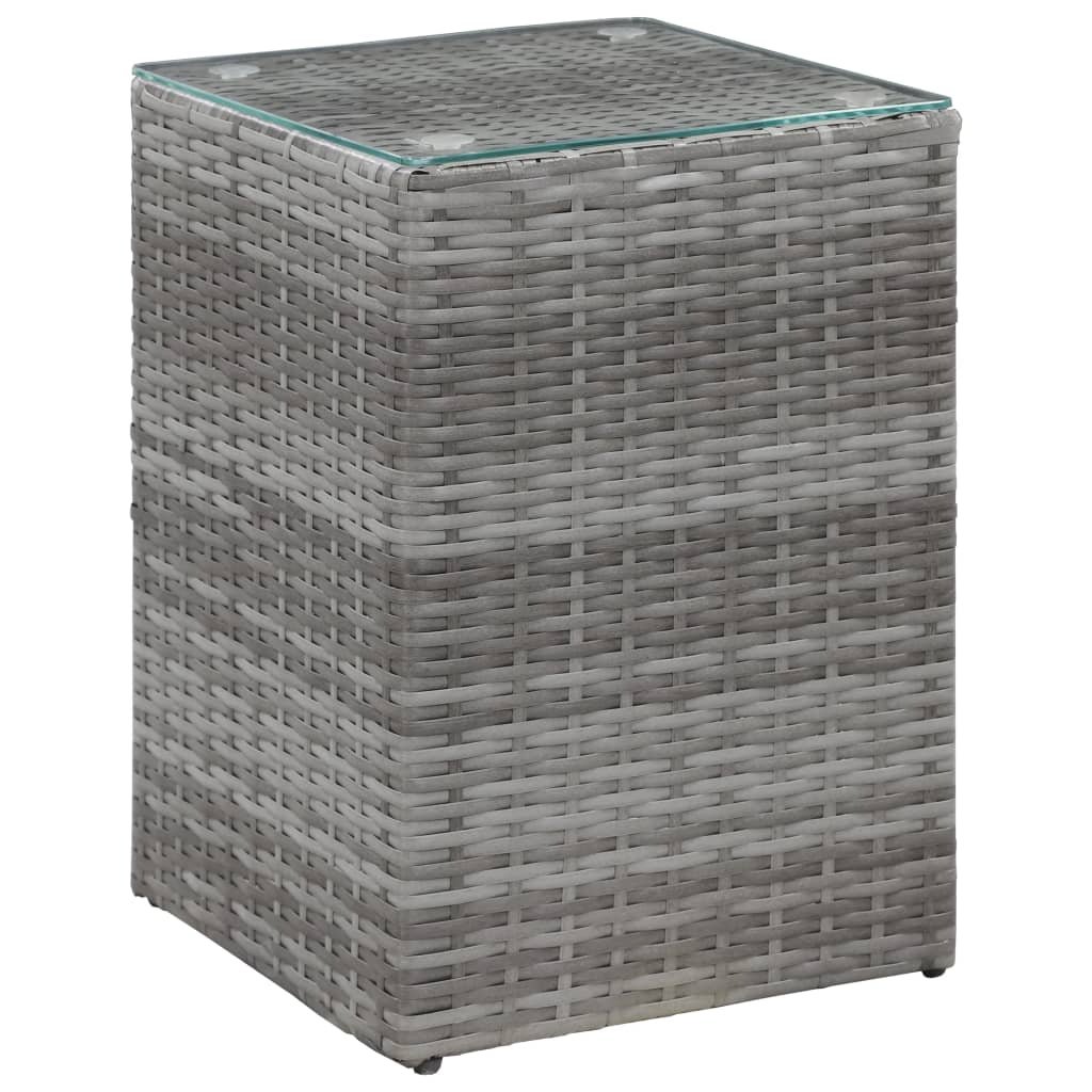 Beistelltisch mit Glasplatte Braun 35x35x52 cm Poly Rattan