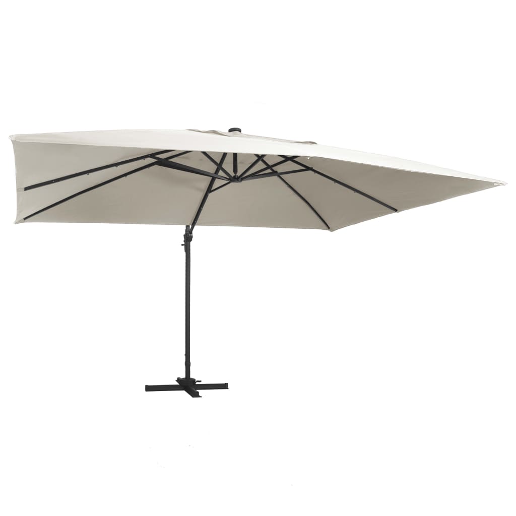 Ampelschirm mit LED-Beleuchtung 400x300 cm Bordeauxrot