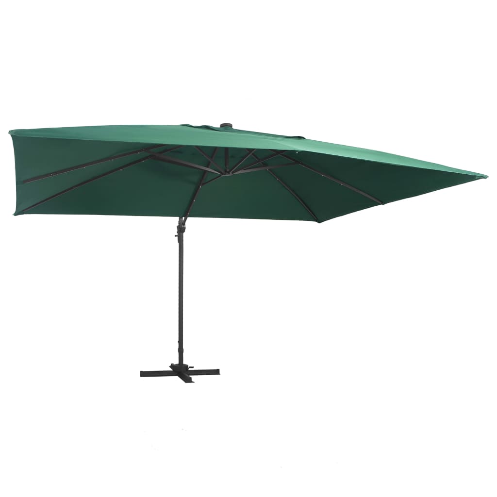 Ampelschirm mit LED-Beleuchtung 400x300 cm Bordeauxrot