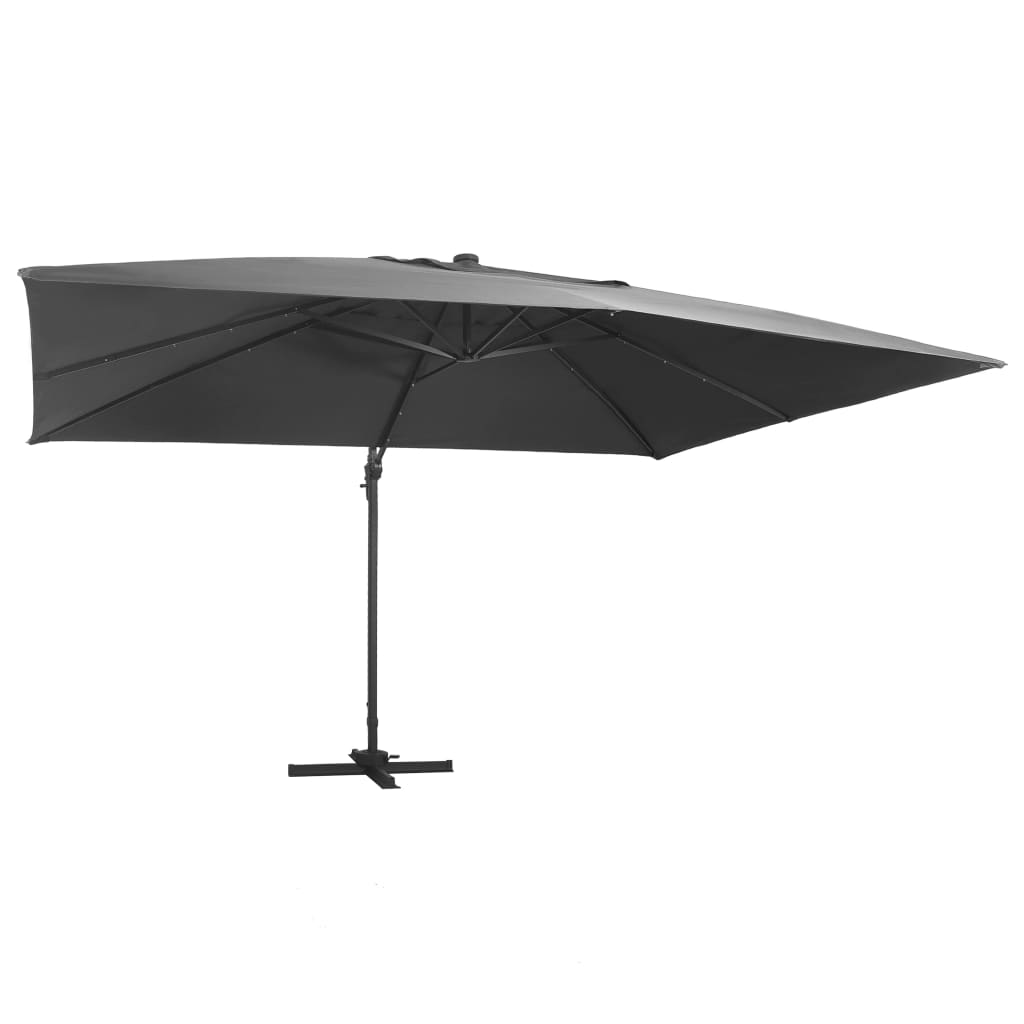 Ampelschirm mit LED-Beleuchtung 400x300 cm Bordeauxrot