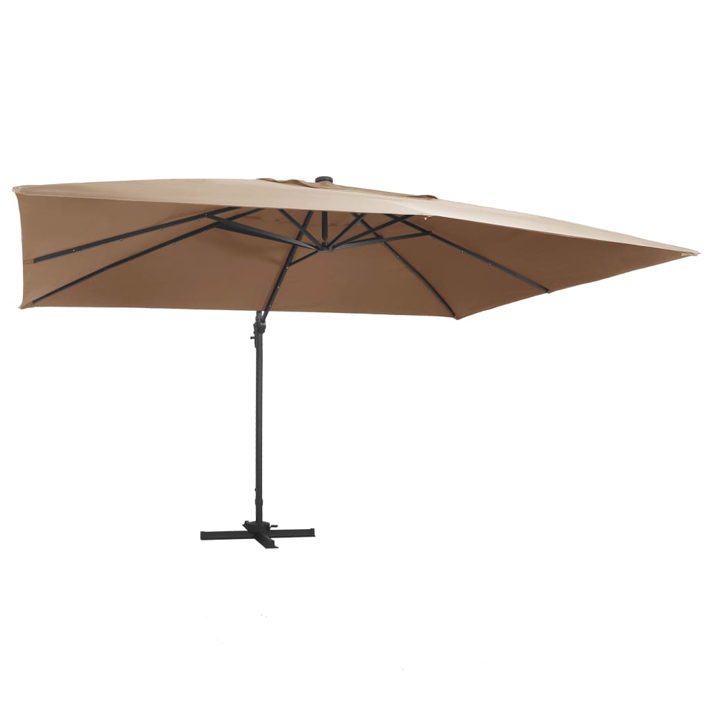 Ampelschirm mit LED-Beleuchtung 400x300 cm Bordeauxrot