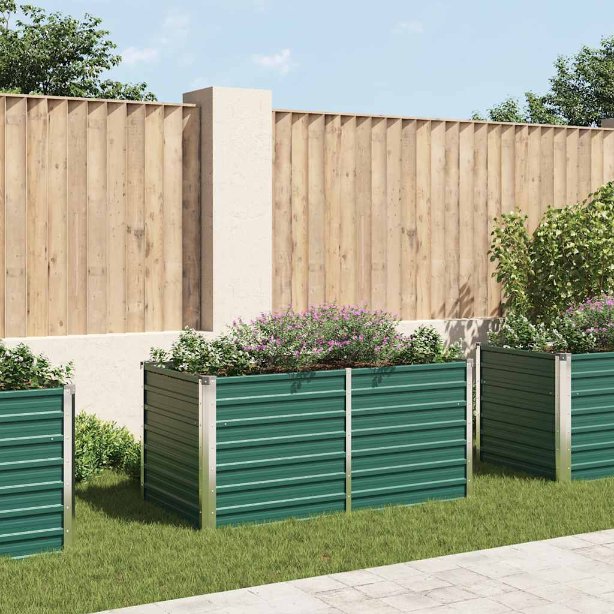 vidaXL Garten-Hochbeet Verzinkter Stahl 240x80x77 cm Grün