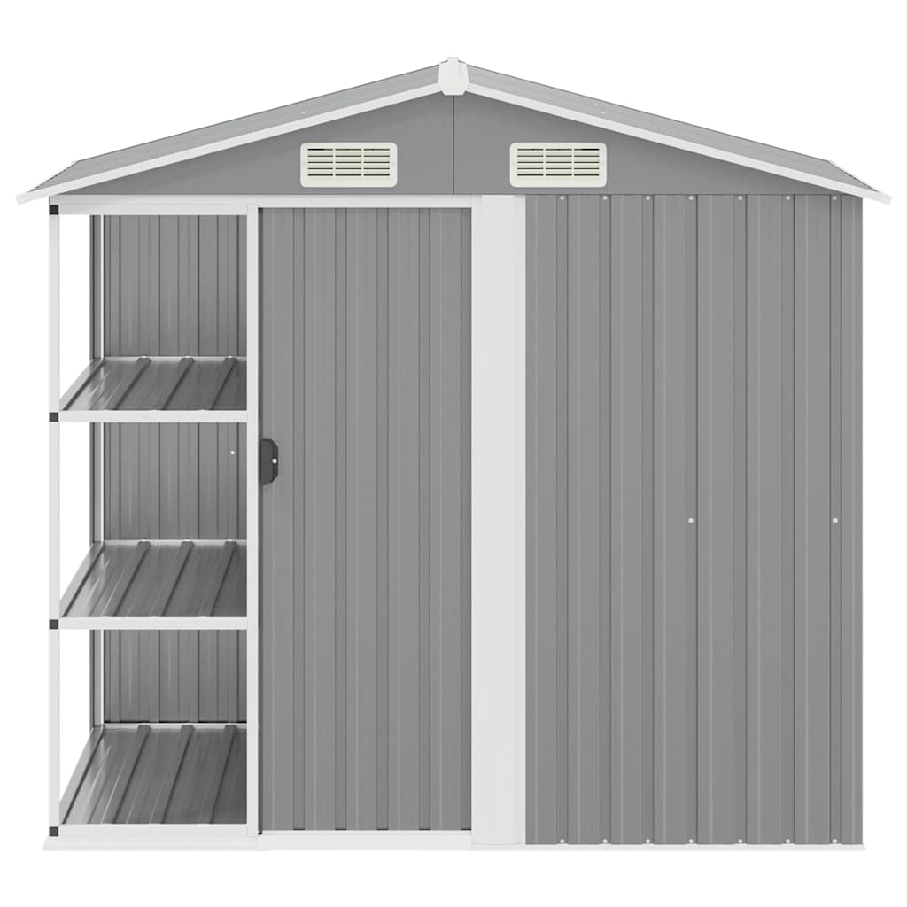 vidaXL Gartenhaus mit Regal Grau 205x130x183 cm Eisen
