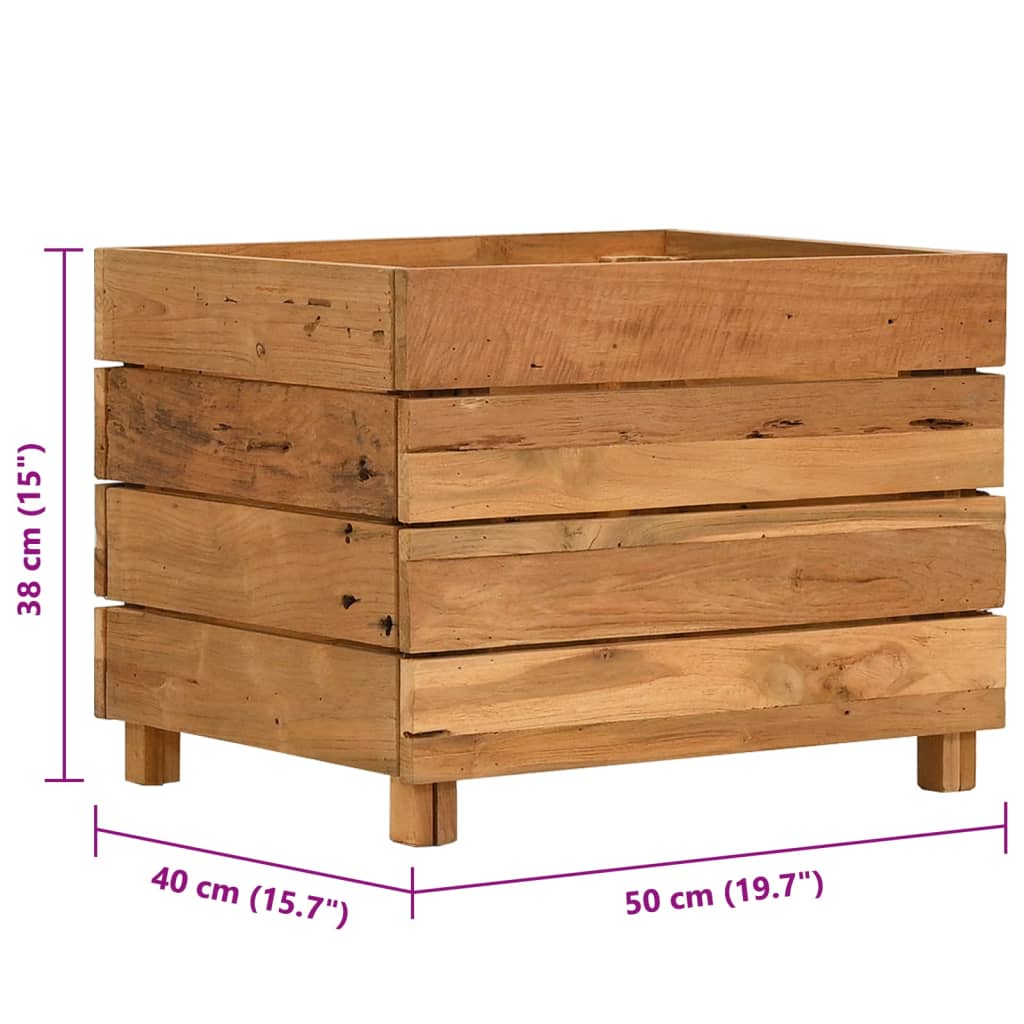 vidaXL Hochbeet 50x40x38 cm Teak Altholz und Stahl