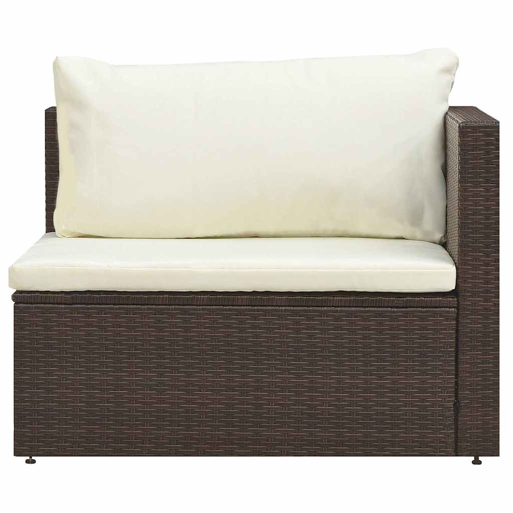 vidaXL 5-tlg. Garten-Lounge-Set mit Auflagen Poly Rattan Braun