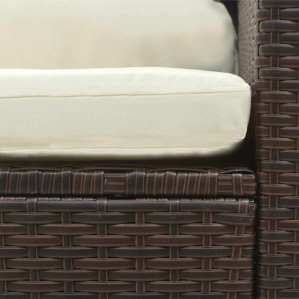 vidaXL 5-tlg. Garten-Lounge-Set mit Auflagen Poly Rattan Braun