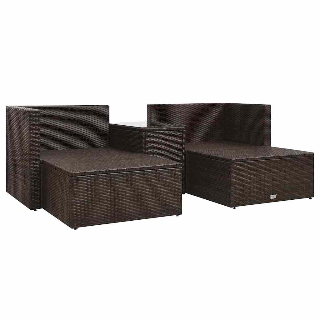vidaXL 5-tlg. Garten-Lounge-Set mit Auflagen Poly Rattan Braun