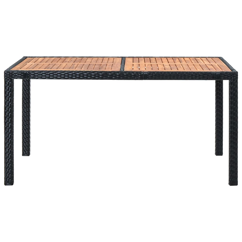 vidaXL 7-tlg. Garten-Essgruppe Poly Rattan Akazienholz Schwarz