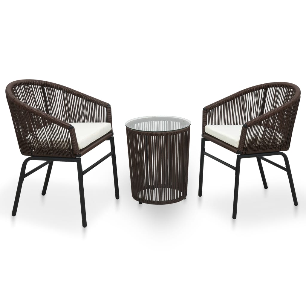 vidaXL 3-tlg. Bistro-Set mit Kissen PE-Rattan Schwarz
