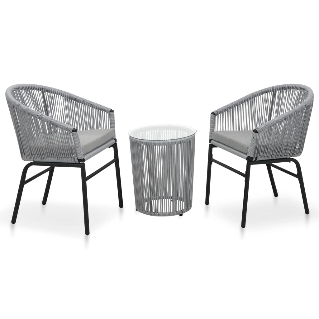 vidaXL 3-tlg. Bistro-Set mit Kissen PE-Rattan Schwarz