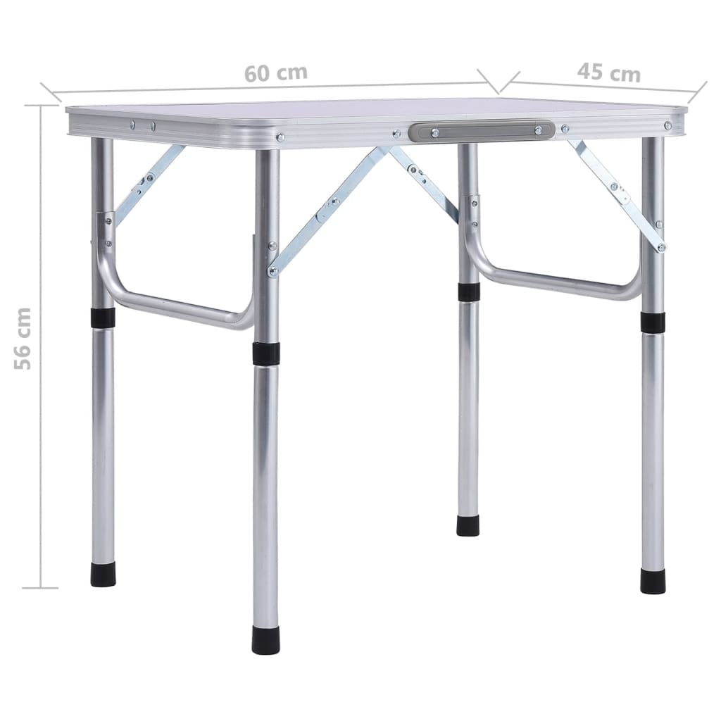 vidaXL Klappbarer Campingtisch Weiß Aluminium 60x45 cm