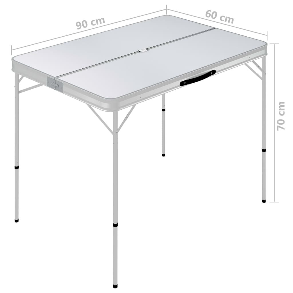 vidaXL Klappbarer Campingtisch mit 2 Sitzbänken Aluminium Weiß