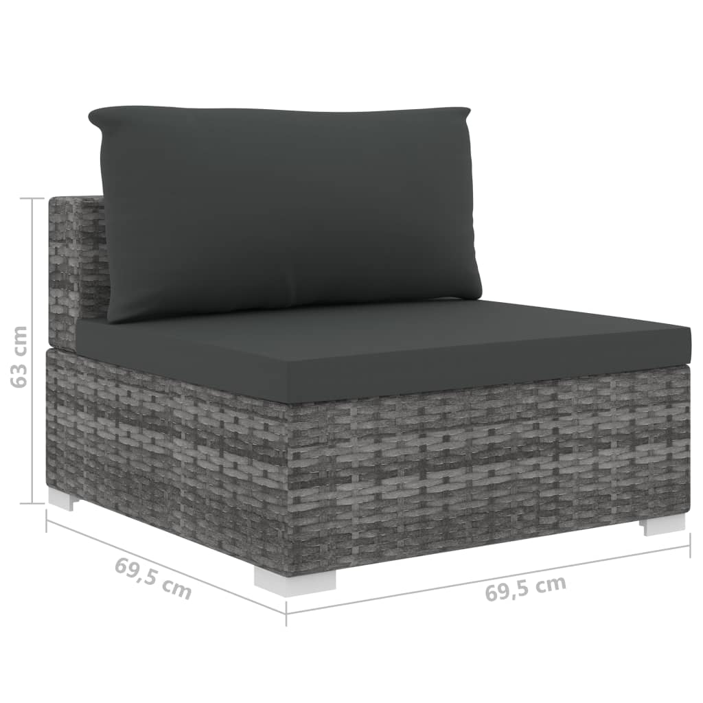 vidaXL 10-tlg. Garten-Lounge-Set mit Auflagen Poly Rattan Grau