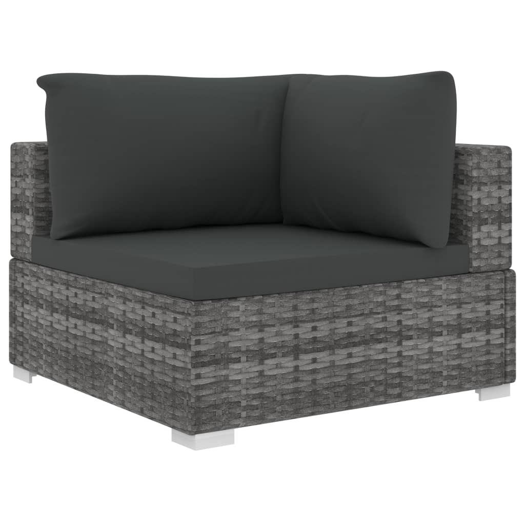 vidaXL 10-tlg. Garten-Lounge-Set mit Auflagen Poly Rattan Grau