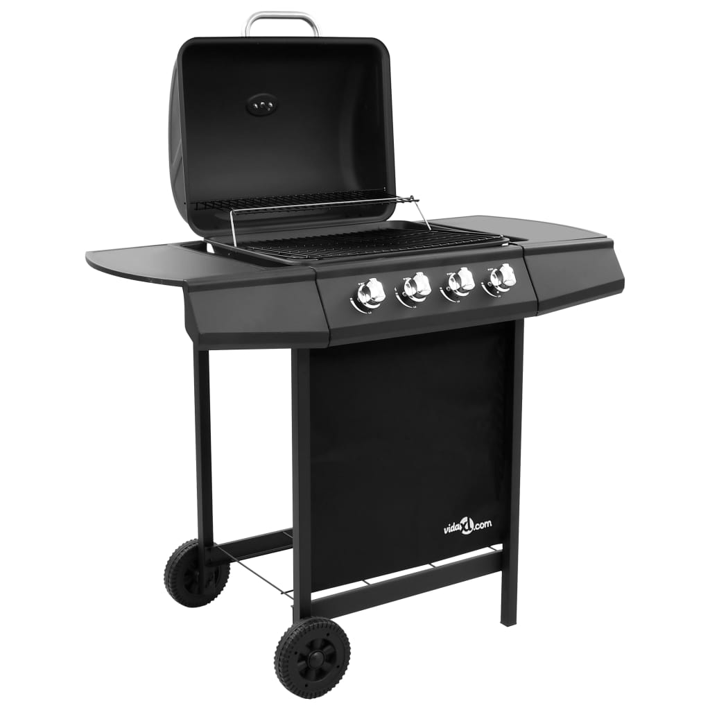 vidaXL Gasgrill mit 4 Flammen Schwarz