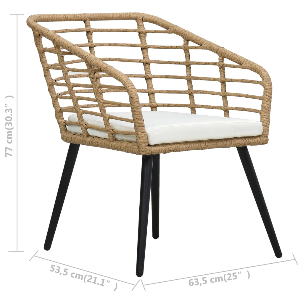 vidaXL Gartenstühle 2 Stk. mit Auflagen Poly Rattan Eiche