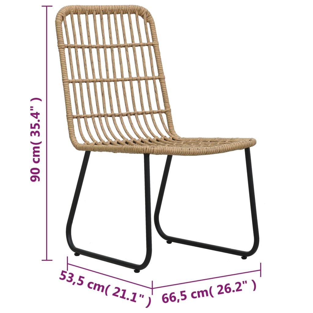 vidaXL Gartenstühle 2 Stk. Poly Rattan Eiche