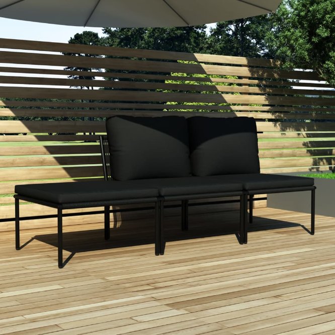 vidaXL 6-tlg. Garten-Lounge-Set mit Auflagen Schwarz PVC