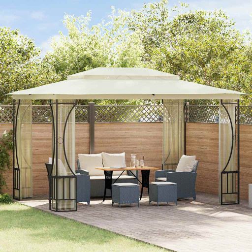 vidaXL Pavillon mit Netz 300x300x265 cm Creme