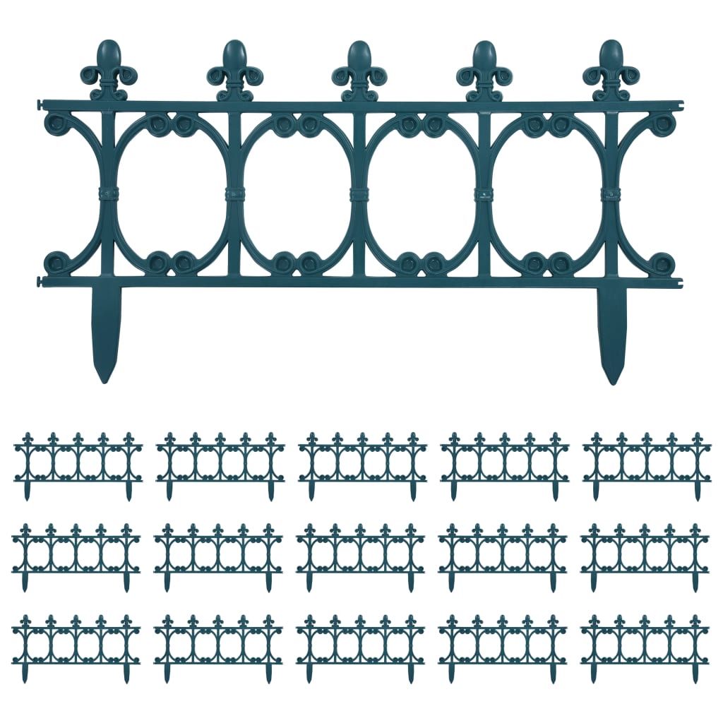 vidaXL Rasenkanten 16 Stk. Grün 10 m PP