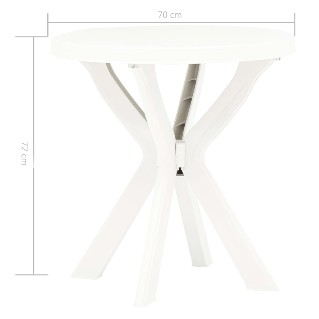 vidaXL Bistrotisch Weiß Ø70 cm Kunststoff