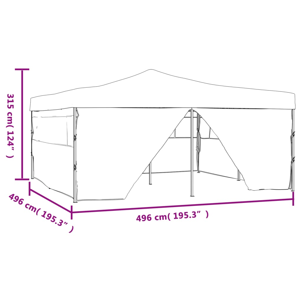 vidaXL Faltpavillon mit 4 Seitenwänden 5x5 m Creme