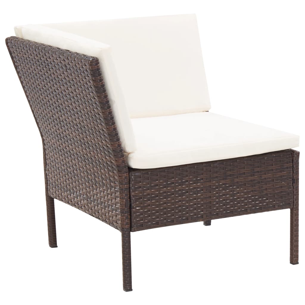vidaXL 6-tlg. Garten-Lounge-Set mit Auflagen Poly Rattan Braun