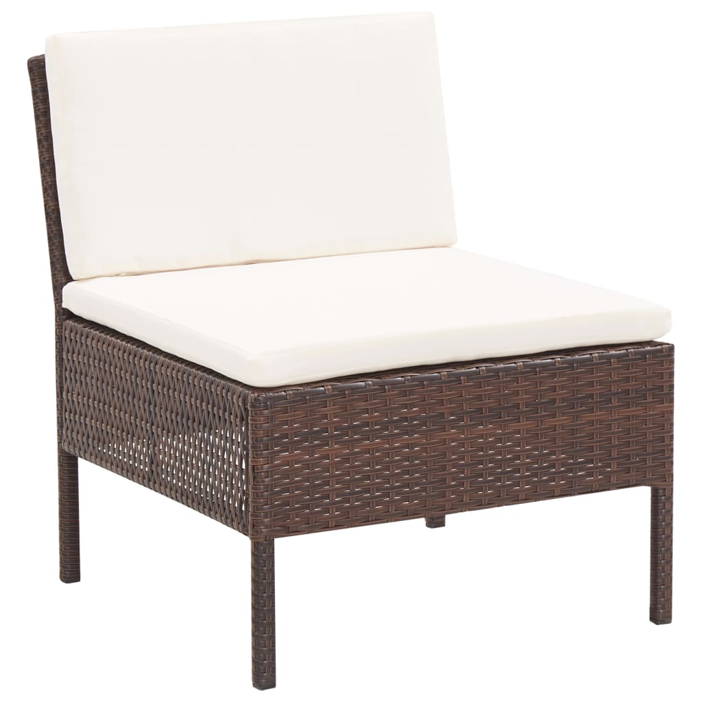 vidaXL 6-tlg. Garten-Lounge-Set mit Auflagen Poly Rattan Braun