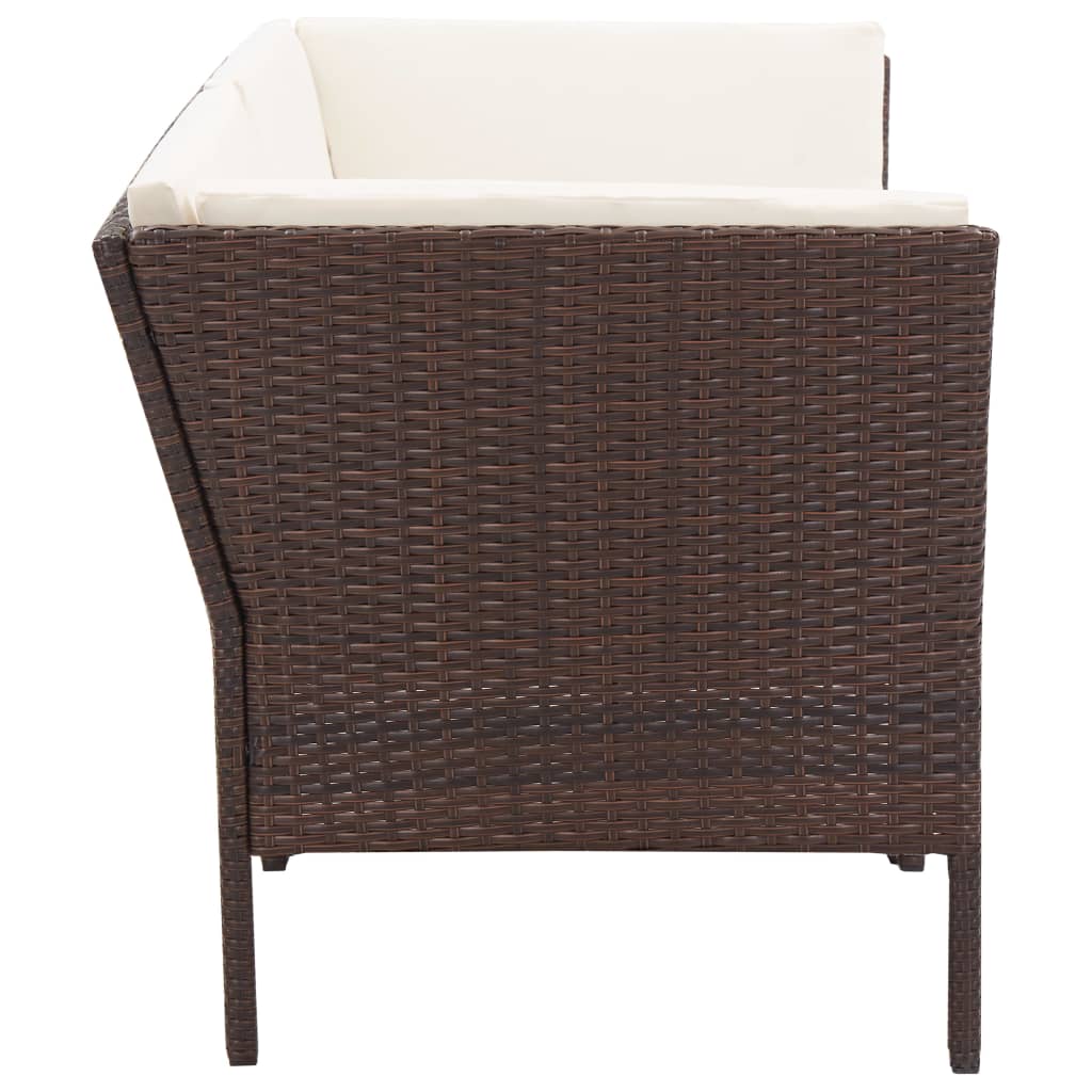 vidaXL 6-tlg. Garten-Lounge-Set mit Auflagen Poly Rattan Braun