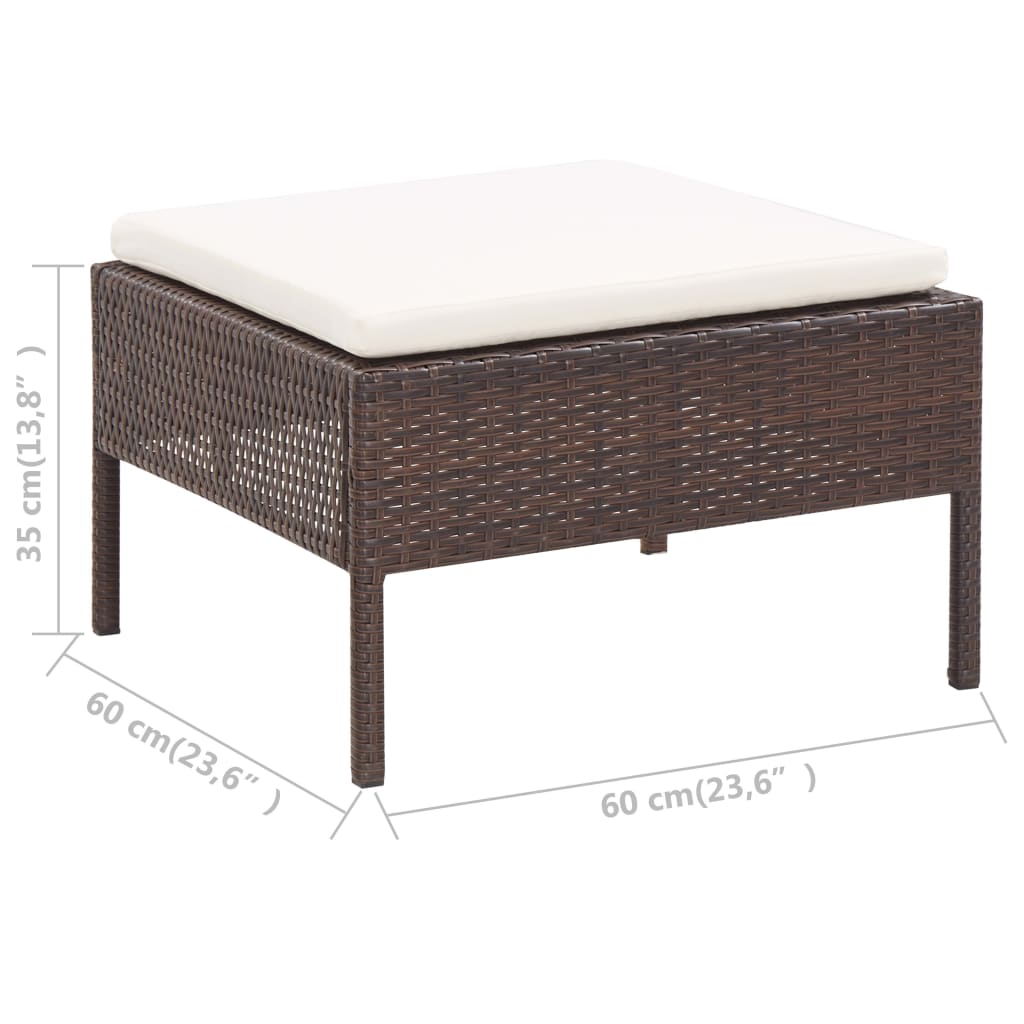 vidaXL 5-tlg. Garten-Sofagarnitur mit Auflagen Poly Rattan Braun