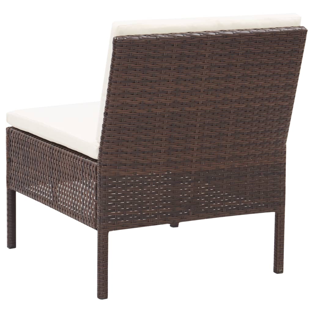 vidaXL 6-tlg. Garten-Lounge-Set mit Auflagen Poly Rattan Braun