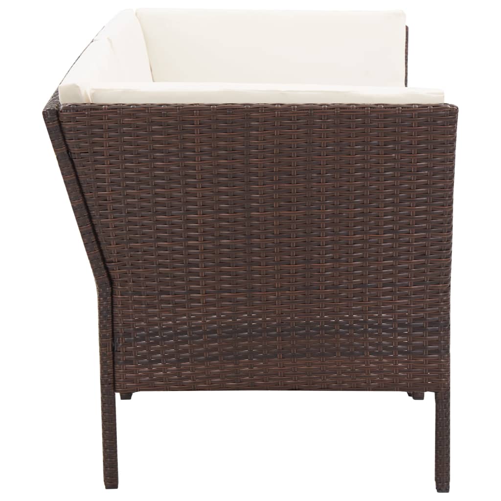 vidaXL 6-tlg. Garten-Lounge-Set mit Auflagen Poly Rattan Braun