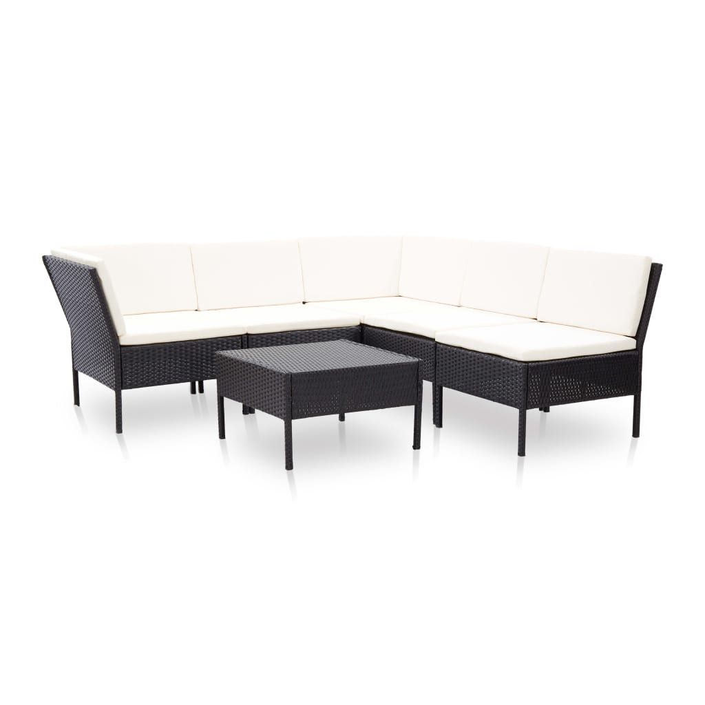 vidaXL 6-tlg. Garten-Lounge-Set mit Auflagen Poly Rattan Braun