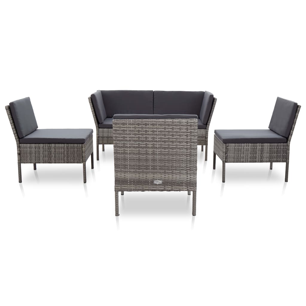 vidaXL 6-tlg. Garten-Lounge-Set mit Auflagen Poly Rattan Braun