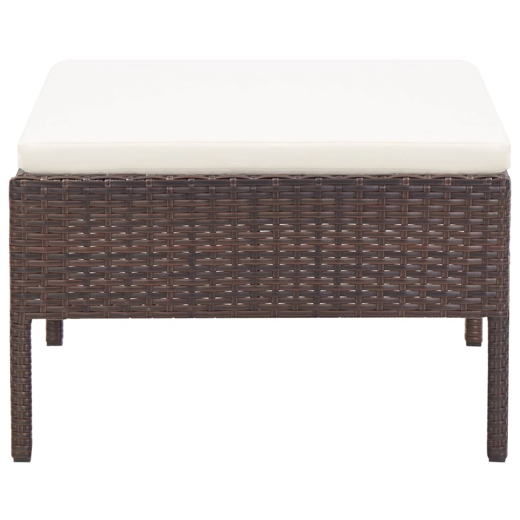 vidaXL 3-tlg. Garten-Lounge-Set mit Auflagen Poly Rattan Braun