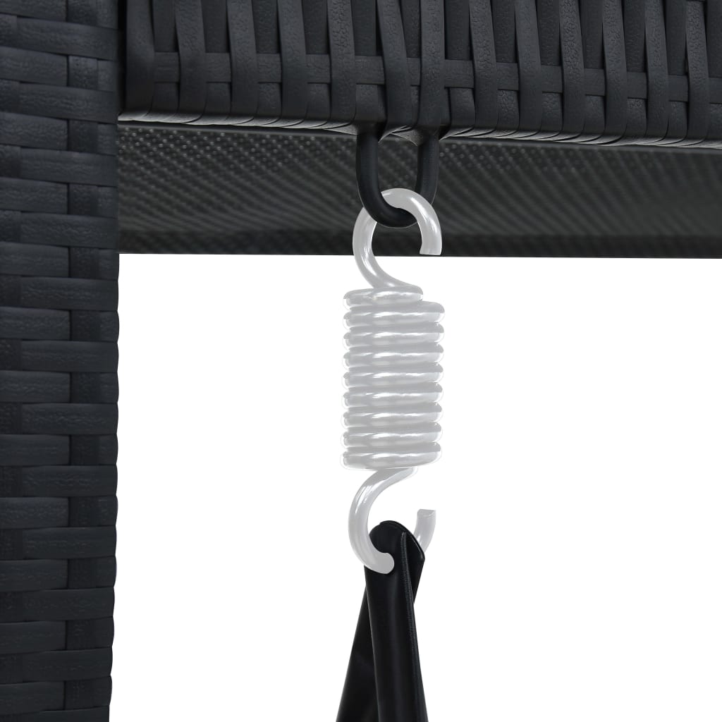 vidaXL Hollywoodschaukel 3-Sitzer mit Dach Poly Rattan Schwarz