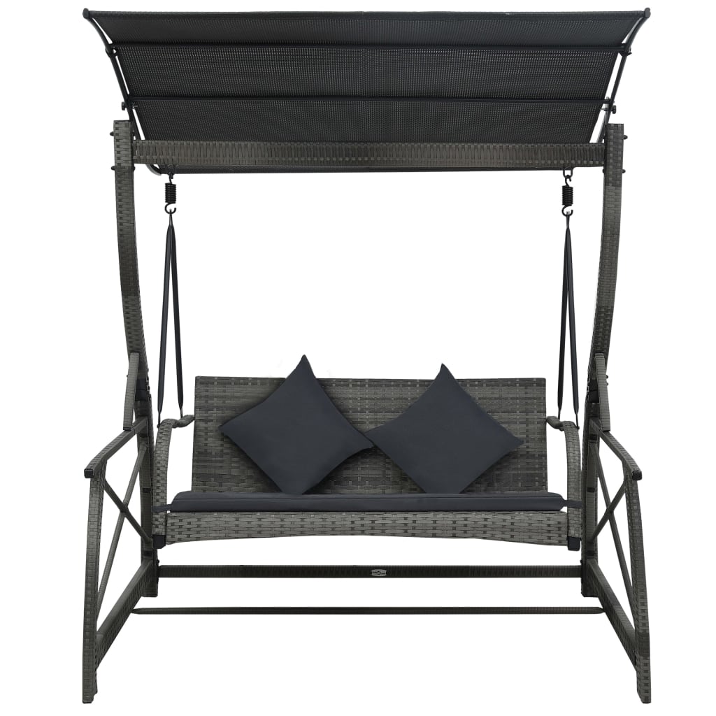 vidaXL Hollywoodschaukel 3-Sitzer mit Dach Poly Rattan Schwarz