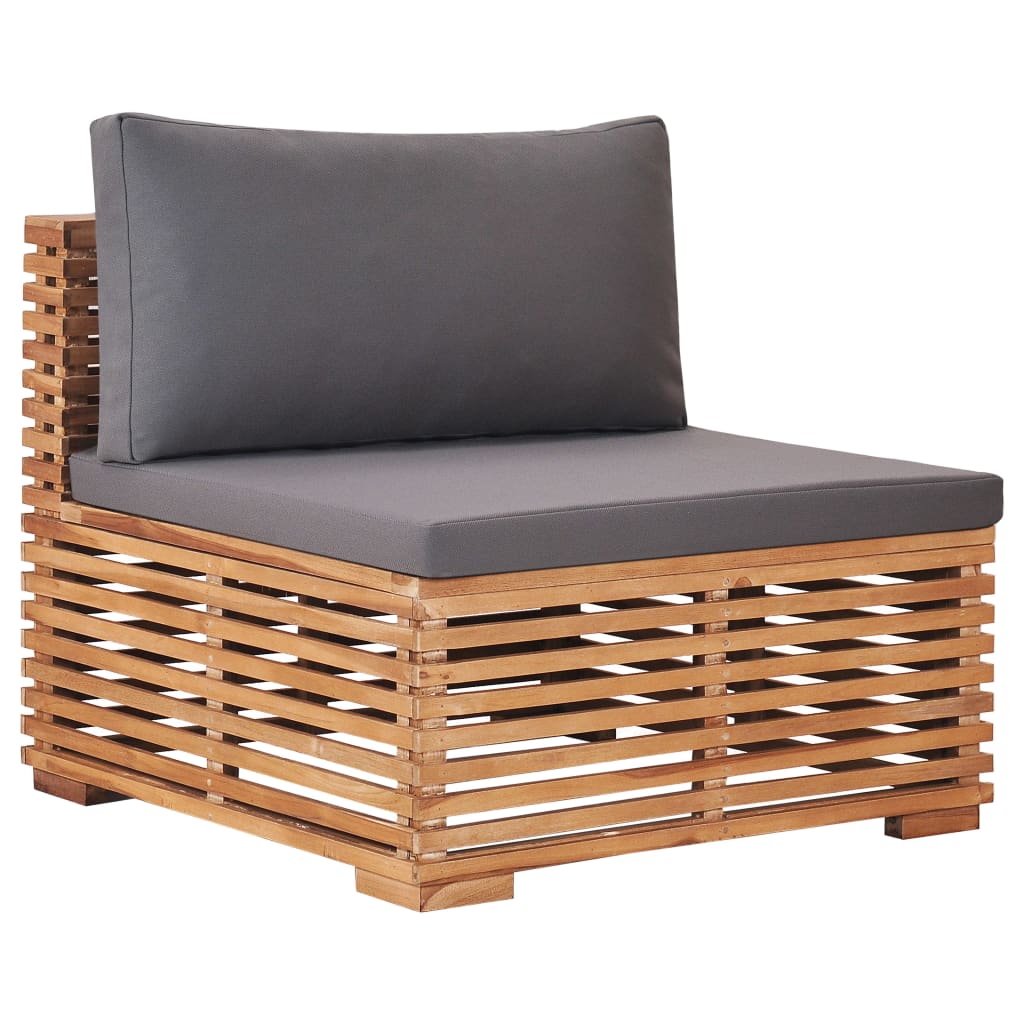 Gartentisch und Fußhocker Set mit Creme Kissen Teak Massivholz