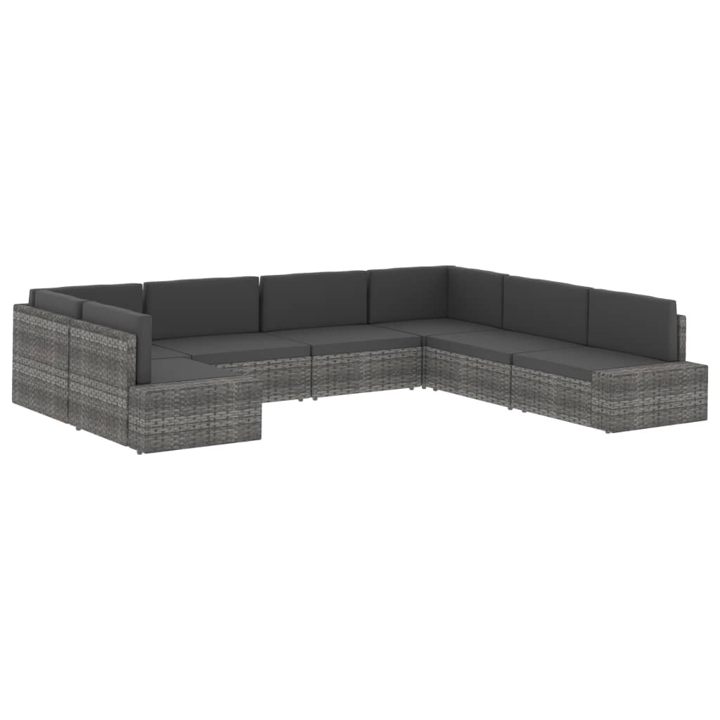 vidaXL Modulares Mittelsofa Poly Rattan Schwarz