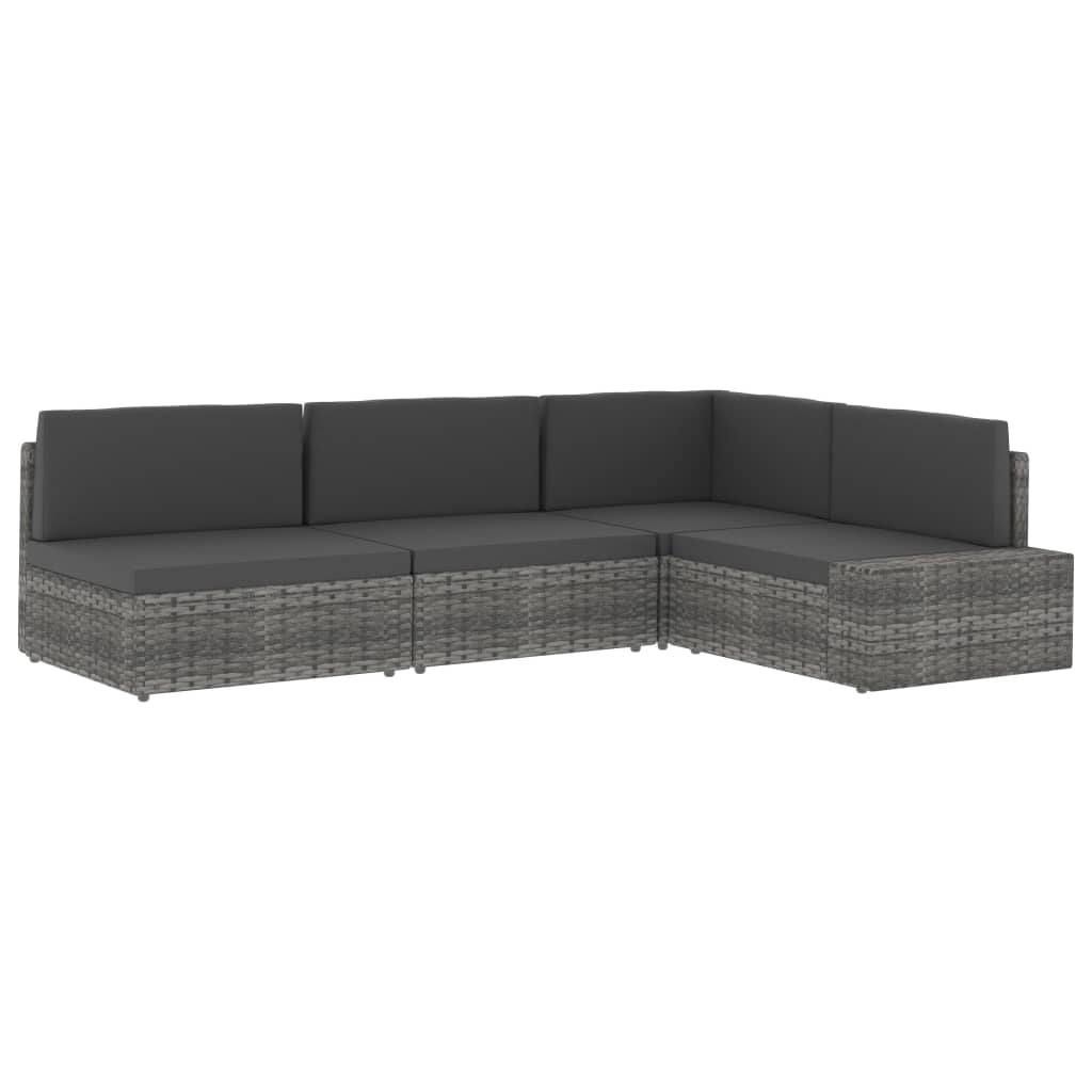 vidaXL Modulares Mittelsofa Poly Rattan Schwarz