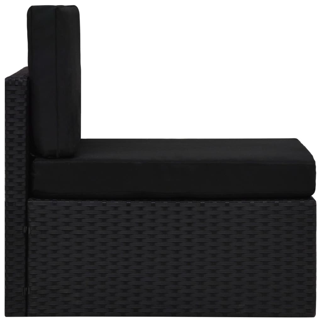 vidaXL Modulares Mittelsofa Poly Rattan Schwarz