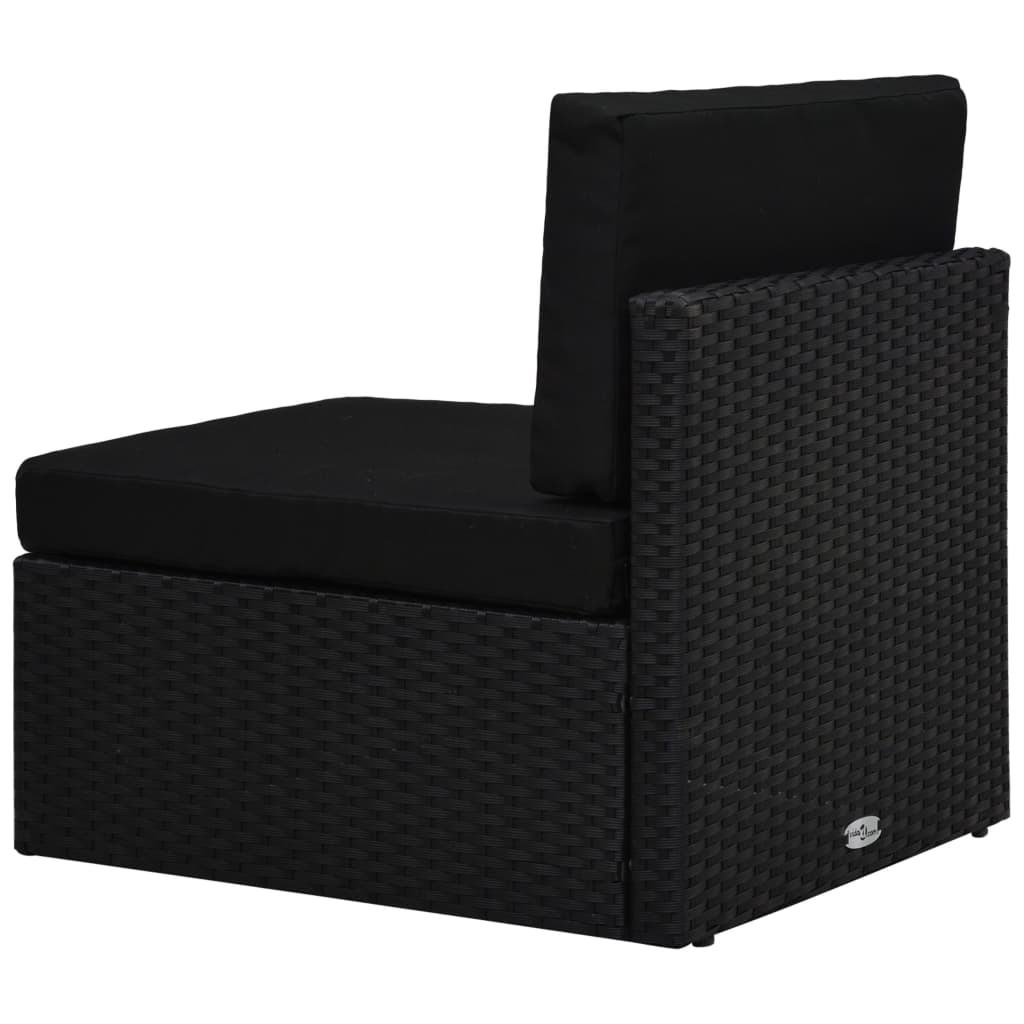 vidaXL Modulares Mittelsofa Poly Rattan Schwarz