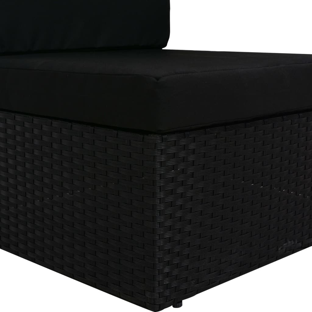 vidaXL Modulares Mittelsofa Poly Rattan Schwarz