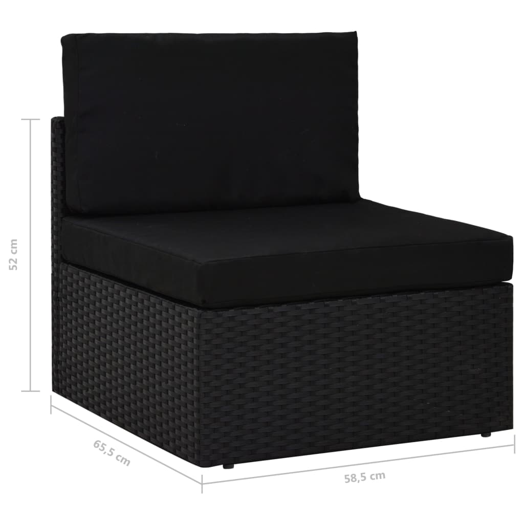 vidaXL Modulares Mittelsofa Poly Rattan Schwarz