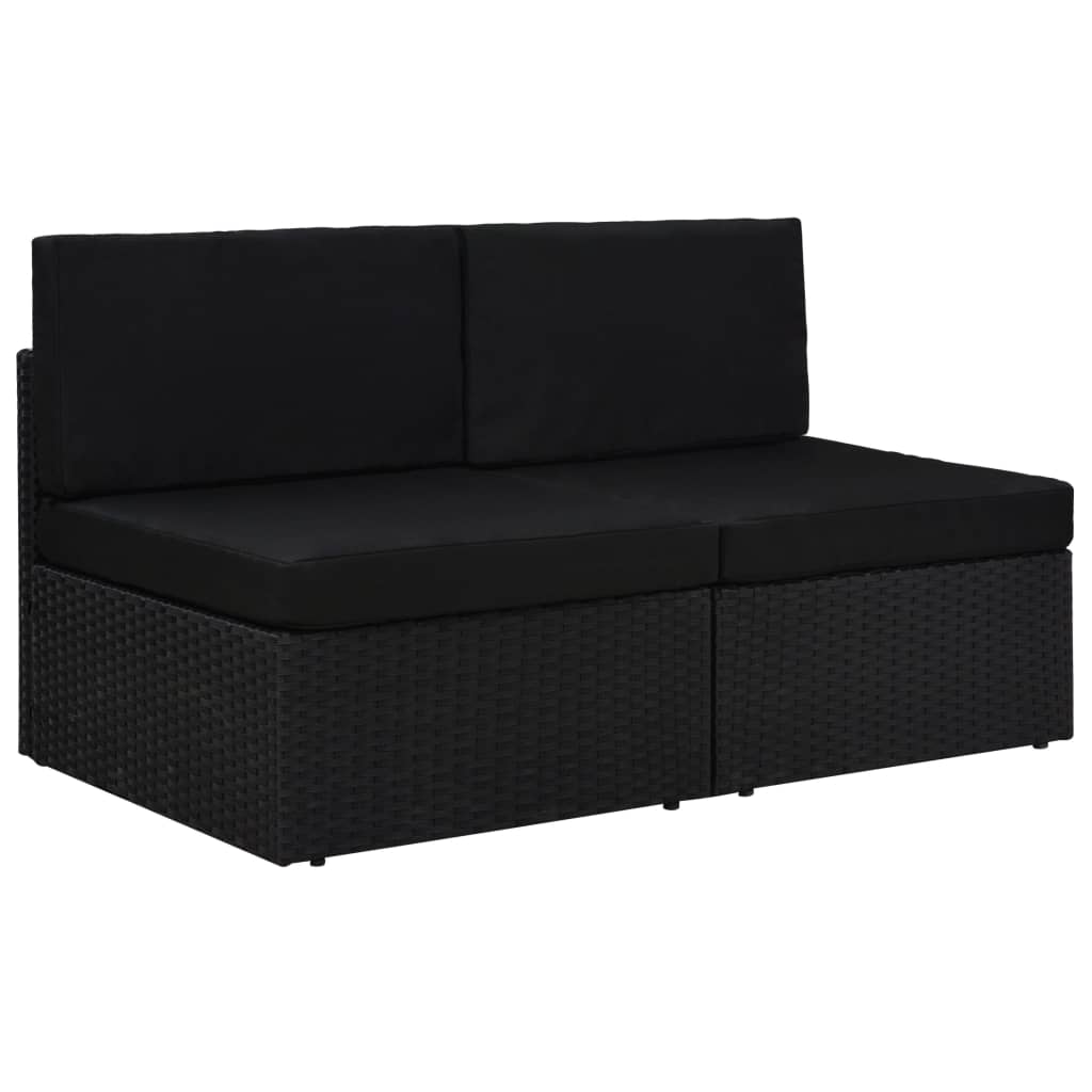 vidaXL Modulares Mittelsofa Poly Rattan Schwarz