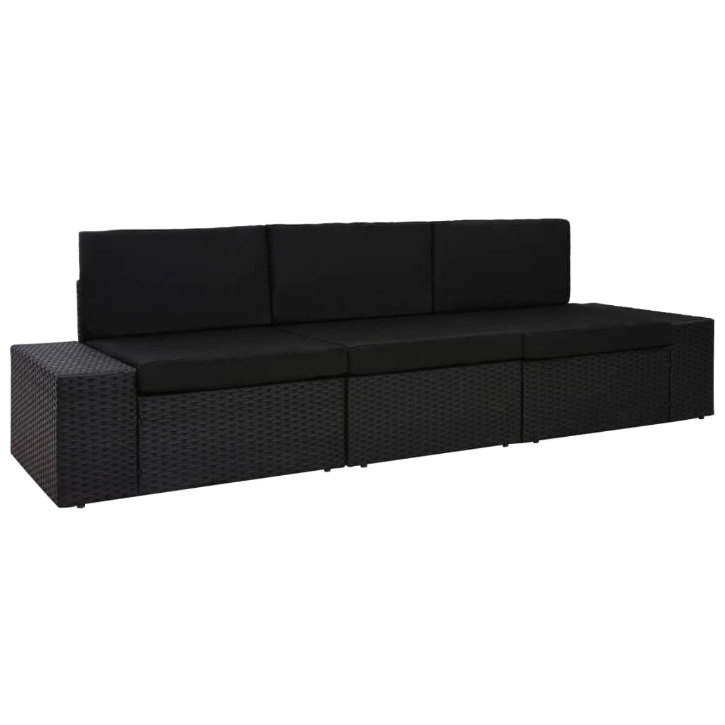 vidaXL Modulares Mittelsofa Poly Rattan Schwarz